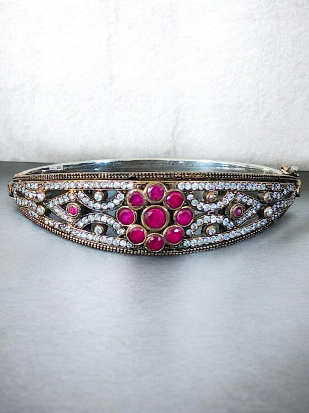Vintage Ruby Hinge Bracelet